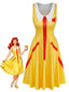 Robe de cosplay jaune motif de frites et poche en forme de clown années 70
