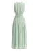Robe Midi en Mousseline Col Rond sans Manches Verte Années 40