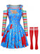 3PCS Halloween Haut Rayé & Robe Salopette Années 1960