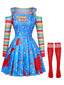 2PCS Haut rayé et robe chasuble pour Halloween années 1960