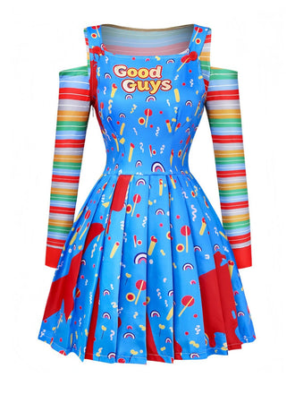 3PCS Halloween Haut Rayé & Robe Salopette Années 1960 2