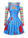 3PCS Halloween Haut Rayé & Robe Salopette Années 1960 2