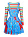 3PCS Halloween Haut Rayé & Robe Salopette Années 1960 3