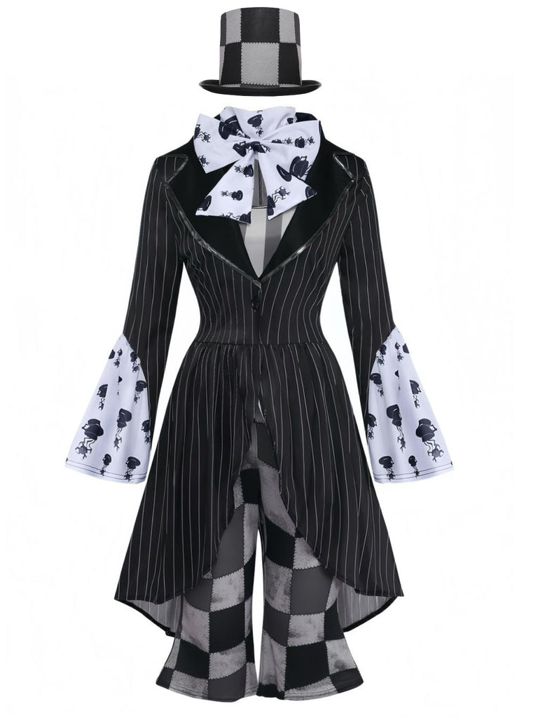 6PCS Costume Gothique Halloween Chapelier Noir Années 1960