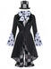 6PCS Costume Gothique Halloween Chapelier Noir Années 1960