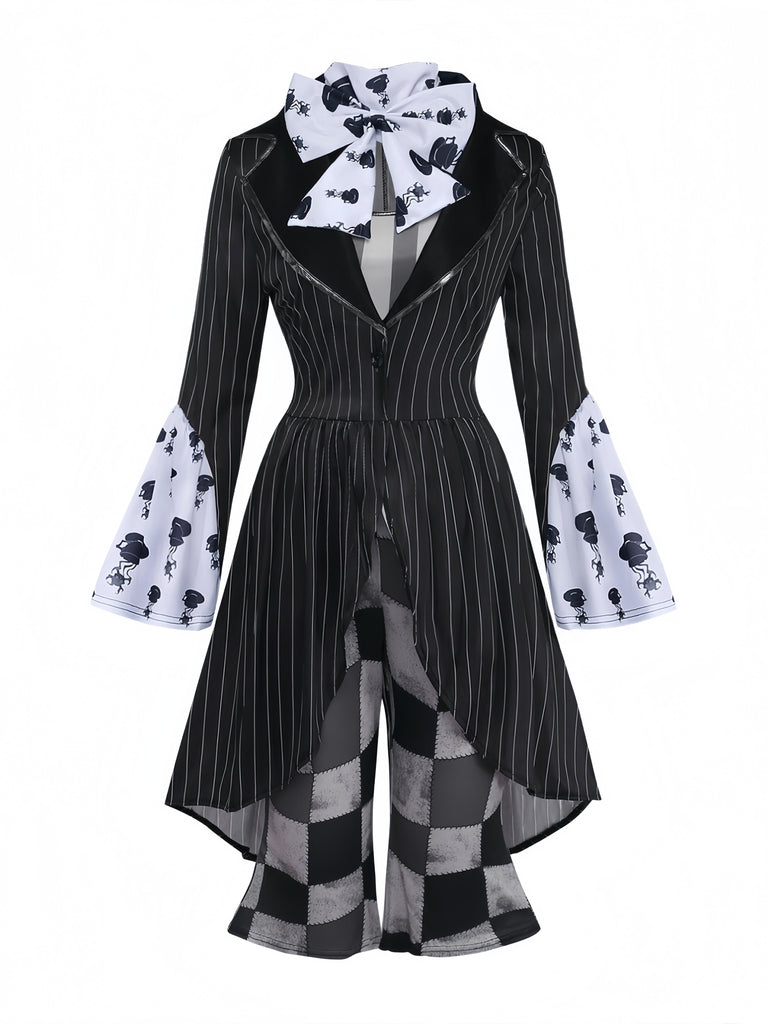 6PCS Costume Gothique Halloween Chapelier Noir Années 1960 3