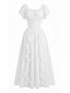 Robe Longue Blanche Mousseline Col Carré Volantées Années 1930