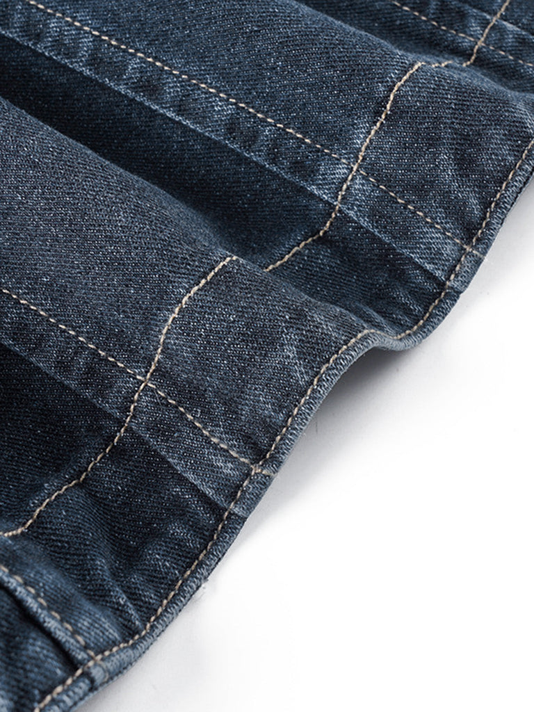 Veste Deep Bleu Revers Denim Cropped Jacket Années 1950