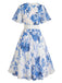 [Grande Taille] Grande Taille [] Floral Col V Ligne A Mousseline Années 1950 2
