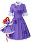 Robe d'Halloween violette col Claudine et motif patchwork années 50