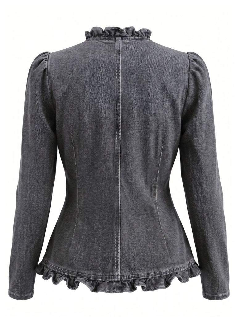 Veste Volant Manches Longues Denim Années 1960 6