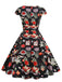 Robe Col V Manches Cape Rose Années 50