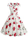 Robe Col V Manches Cape Rose Années 50