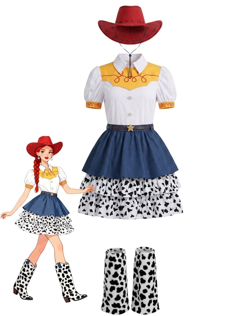 3PCS Set Costume Cowgirl Western Années 1950