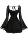 Robe Noir Dentelle Dos Nu Manches Évasées Années 1950 2