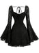 Robe Noir Dentelle Dos Nu Manches Évasées Années 1950 3