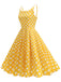 Robe Bretelles Spaghetti à Pois Évasé Années 1950 13
