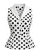 Blouse sans Manches à Revers à Pois Années 50