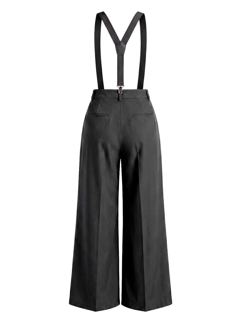 Combinaison Taille Haute Jambes Larges Plissé Gris Années 1960 5