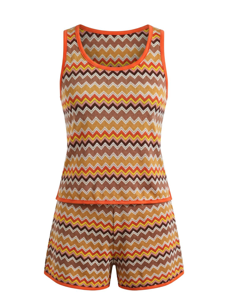 2PCS 2PCS Tricot Chevron Débardeur Années 1960 2