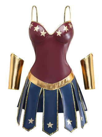 Costume Cosplay Superhéroïne Multicolore Étoile Années 1980 2