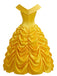 Ensemble robe jaune de princesse féerique à épaules dénudées et volants étagés Années 1950
