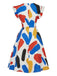 [Prévente] Robe Volant Évasé Abstrait Coup de Pinceau Imprimé Manche Années 1960 3