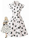 [Prévente] Robe chemisier cintrée motifs chats et pois années 1950