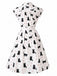 Robe chemisier cintrée motifs chats et pois années 1950