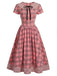 [Prévente] Robe à Carreaux Col Claudine Boutonnée avec Nœud Années 1940 2