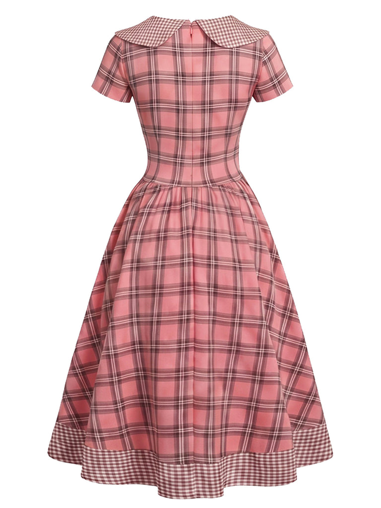 [Prévente] Robe à Carreaux Col Claudine Boutonnée avec Nœud Années 1940 3