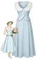[Prévente] Robe trapèze bleu clair col Claudine années 40