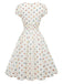 [Prévente] Robe Évasée Multicolore à Pois Col V Années 1950 3