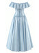 [Prévente] Robe Bleu Clair Volant Lustré Cintrée Années 1950 3