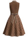 [Prévente] Robe Marron à Pois Col V Fake Two Piece Années 1950