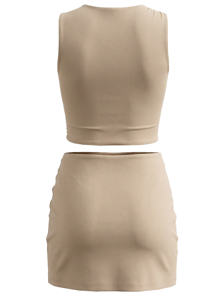 [Prévente] 2PCS 2PCS Portefeuille Uni Découpé Mini Beige Années 1980 3