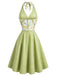[Prévente] Robe Vert Floral Patchwork Col V Dos Nu Évasé Années 1950 3