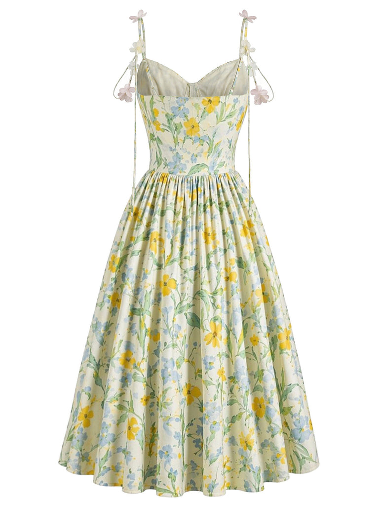 [Prévente] Robe Floral Coton Évasé Dentelle Appliqué Lacé Années 1950 3