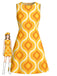 [Prévente] Robe Ligne A sans Manches Imprimé Géométrique Mod Orange Années 60