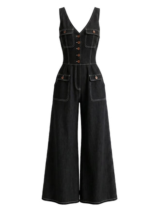 Combinaison Col V Denim Straight Leg Années 1960 2
