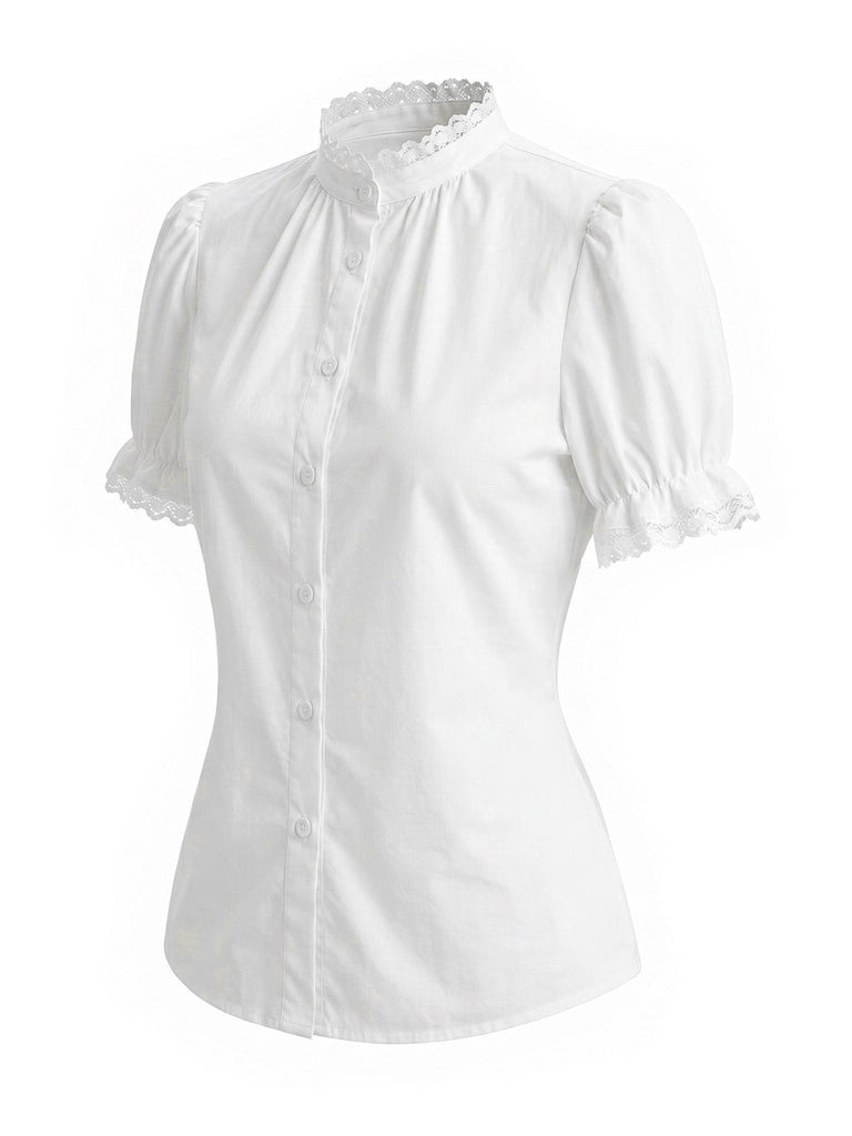 [Prévente] 2PCS Robe Chasuble Verte à Carreaux Dentelle avec Poches & Haut Blanc Années 1950 12