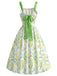 [Prévente] Robe Chartreuse Florale Ruban Vert Contrasté Nœud au Dos Années 1950 4