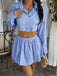 Ensemble Bleu Rayé Crop Chemise & Bubble Mini Années 1960 3