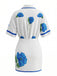 Ensemble Bleu Floral Imprimé Chemise & Mini Années 1960 3