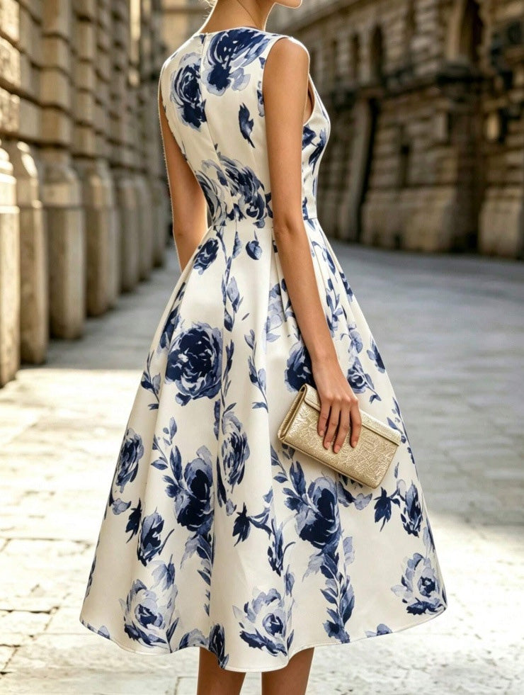Beige 1950s Floral Vintage Classic Dress 4