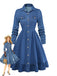 Robe Bleu Revers Boutonné Denim Shirt Années 1950