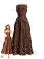 Robe bustier smockée pois années 1950
