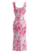 Robe moulante florale en tulle à col carré Années 1930