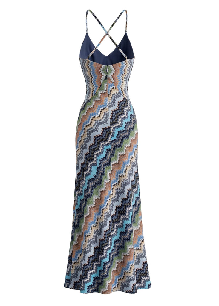Dark Blue 1980s Floral Cami Classic Dress 3