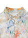 Robe blanche florale à manches longues, boutons et ceinture Années 1940